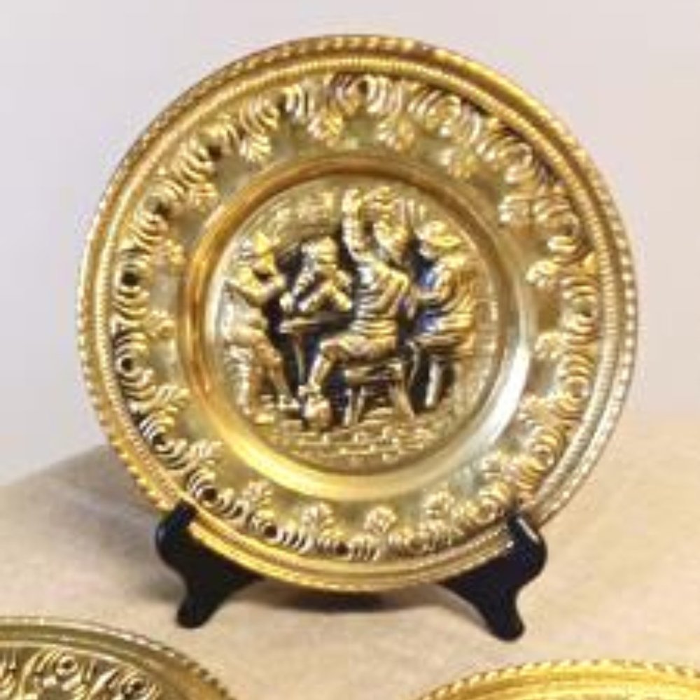 Set Of 3 Brass Embossed Wall Plates